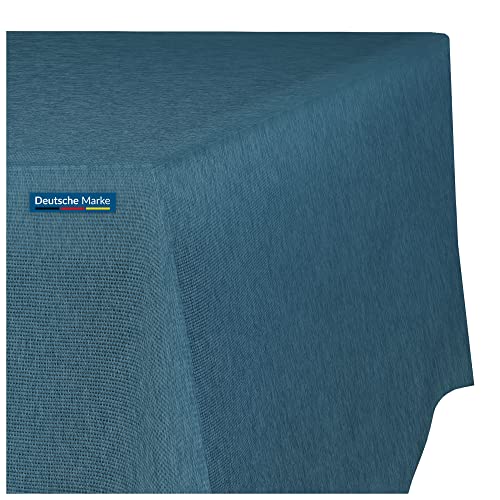 TEXMAXX® Tischdecke abwaschbar eckig - 140 x 230 cm in Blau/Maßgefertigte Tischdecke Leinenoptik/Tischdecke wasserabweisend mit Lotuseffekt/Gartentischdecke mit Fleckschutz von TEXMAXX