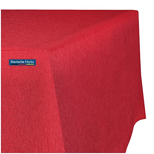 TEXMAXX® Tischdecke abwaschbar eckig - 140 x 260 cm in Rot/Maßgefertigte Tischdecke Leinenoptik/Tischdecke wasserabweisend mit Lotuseffekt/Gartentischdecke mit Fleckschutz von TEXMAXX
