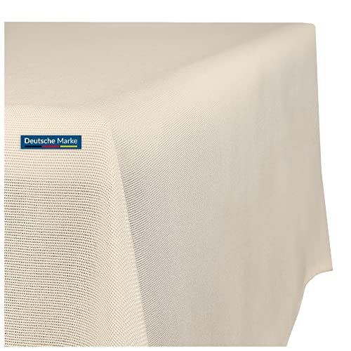 TEXMAXX® Tischdecke abwaschbar eckig - 140 x 260 cm in Sand/Maßgefertigte Tischdecke Leinenoptik/Tischdecke wasserabweisend mit Lotuseffekt/Gartentischdecke mit Fleckschutz von TEXMAXX
