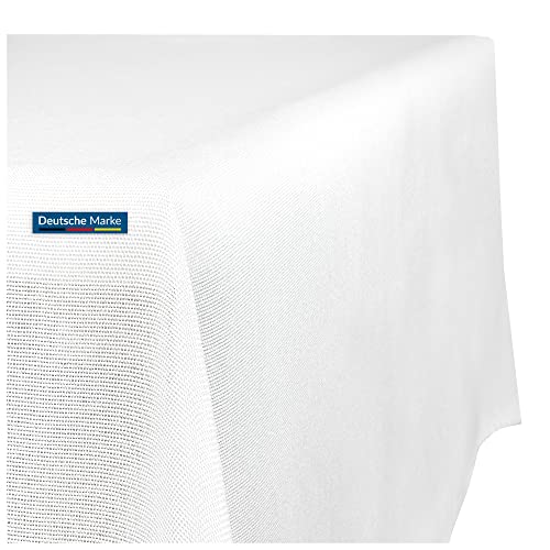 TEXMAXX® Tischdecke abwaschbar eckig - 140 x 280 cm in Weiss/Maßgefertigte Tischdecke Leinenoptik/Tischdecke wasserabweisend mit Lotuseffekt/Gartentischdecke mit Fleckschutz von TEXMAXX