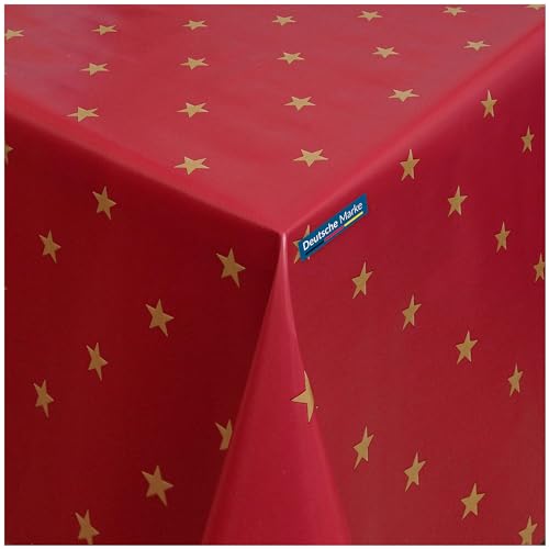TEXMAXX® Wachstuchtischdecke Weihnachten versch. Größen - 100 x 140 cm/abwaschbare Tischdecke/Wachstischdecke/Weihnachts Wachstuch Tischdecke in Rot-Gold von TEXMAXX