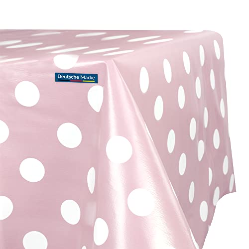 TEXMAXX® Wachstuchtischdecke versch. Größen - 240 x 140 cm/abwaschbare Tischdecke/Wachstischdecke/Wachstuch Tischdecke geeignet als Gartentischdecke - Punkte Muster in Rosa-Weiß von TEXMAXX