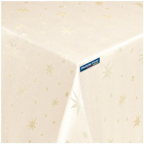 TEXMAXX® Weihnachtstischdecke 130 x 220 cm - Stoff Tischdecke für Weihnachten - Weihnachtstischtuch in Creme/Gold von TEXMAXX