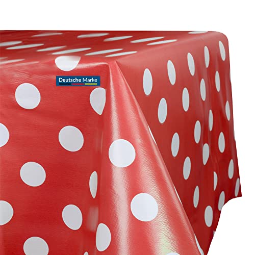 TEXMAXX® Wachstuchtischdecke versch. Größen - 180 x 140 cm/abwaschbare Tischdecke/Wachstischdecke/Wachstuch Tischdecke geeignet als Gartentischdecke - Punkte Muster in Rot-Weiß von TEXMAXX