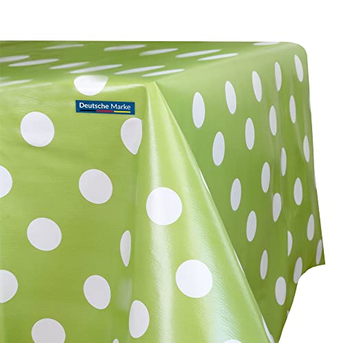 TEXMAXX® Wachstuchtischdecke versch. Größen - 100 x 140 cm/abwaschbare Tischdecke/Wachstischdecke/Wachstuch Tischdecke geeignet als Gartentischdecke - Punkte Muster in Grün-Weiß von TEXMAXX