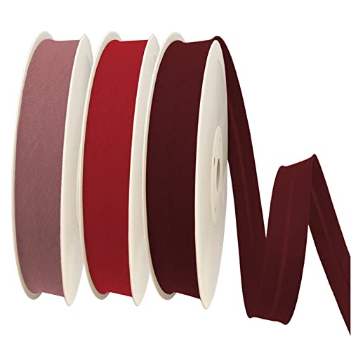 TEXTEX = 30 mm Breites Schrägband. 50% Baumwolle und 50% Polyester. Packung mit 3 Stück à 10 m - (Bilden/Roter Ferrari/Granat) von TEXTEX
