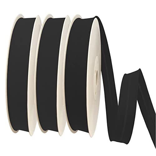 TEXTEX = 30 mm Breites Schrägband. 50% Baumwolle und 50% Polyester. Packung mit 3 Stück à 10 m - (Schwarz/Schwarz/Schwarz) von TEXTEX