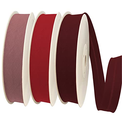 TEXTEX = 40 mm Breites Schrägband. 50% Baumwolle und 50% Polyester. Packung mit 3 Stück à 10 m - (Bilden/Roter Ferrari/Granat) von TEXTEX