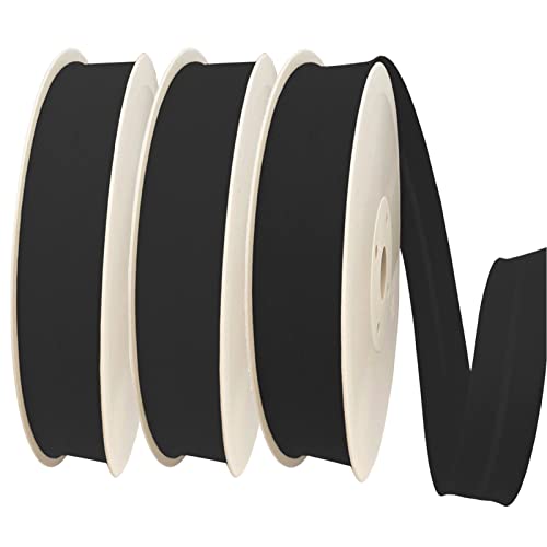TEXTEX = 40 mm Breites Schrägband. 50% Baumwolle und 50% Polyester. Packung mit 3 Stück à 10 m - (Schwarz/Schwarz/Schwarz) von TEXTEX