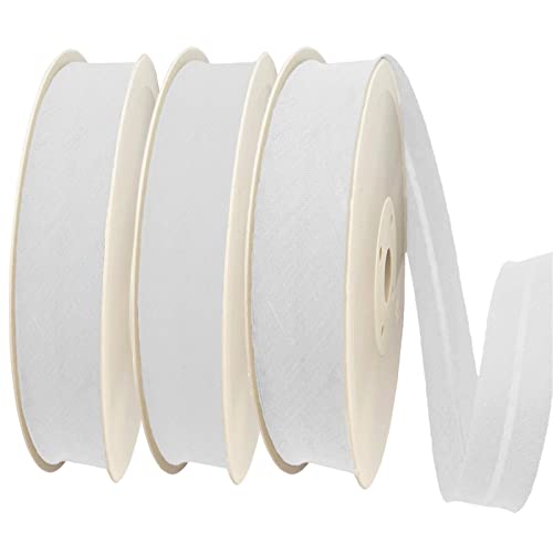 TEXTEX = 40 mm Breites Schrägband. 50% Baumwolle und 50% Polyester. Packung mit 3 Stück à 10 m - (Weiss/Weiss/Weiss) von TEXTEX