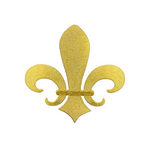 TEXTEX Fleur-de-Lys-Aufnäher zum Aufbügeln aus Metall. Abmessungen 140x140mm. 100% Polyester. Beutel mit 1 Einheiten – (Golden) von TEXTEX