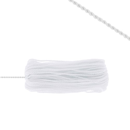 TEXTEX = Geflochtene Kordel mit Kernfüllung. Für Armbänder, Anhänger und Taschengriffe. Zusammensetzung 40% Viskose und 60% Baumwolle. 2mm Breite. 25 m Stränge – (Weiß) von TEXTEX