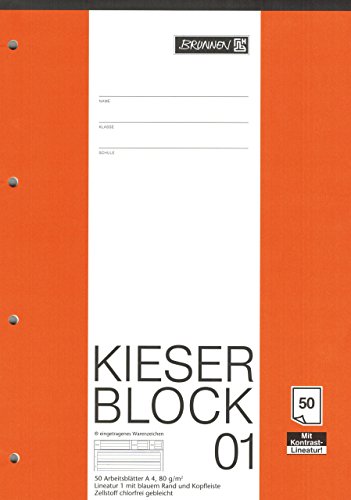 Kieserblock 01 "BRUNNEN" 50 Blatt/Lineatur 1 - DinA4 / 80 g Kieserblock 01 "BRUNNEN" 50 Blatt/Lineatur 1 - DinA4 / 80 g von TEXTIMO