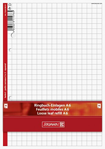 Ringbuch - Einlagen/Papier"BRUNNEN" 50 Blatt - kariert - A6 (10,5 x 14,8 cm) von TEXTIMO