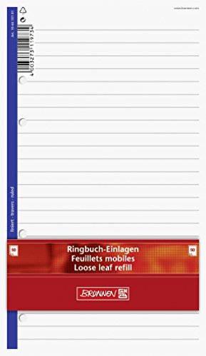 Ringbuch - Einlagen/Papier"BRUNNEN" 50 Blatt - liniert (8,8 x 15,2 cm) von TEXTIMO