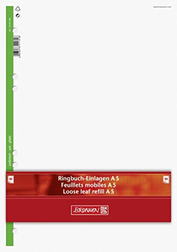Ringbuch - Einlagen/Papier"BRUNNEN" 50 Blatt - unliniert - A5 (14,8 x 21,0 cm) von TEXTIMO