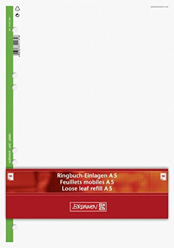 Ringbuch - Einlagen/Papier "BRUNNEN" 50 Blatt - unliniert - A5 (14,8 x 21,0 cm) von TEXTIMO