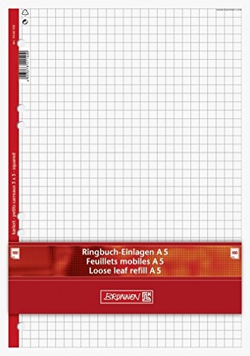 Ringbuch - Einlagen / Papier "BRUNNEN" 100 Blatt - kariert - A5 (14,8 x 21,0 cm) von TEXTIMO