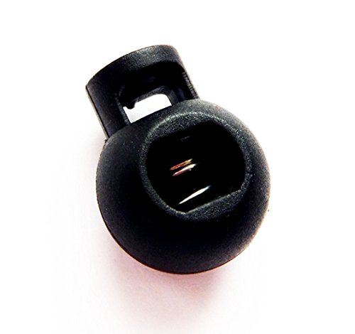 TEXTIMO Kordelstopper schwarz, Kordelklemme für Verschluss Kordelzug Rucksack, großes Loch, 1-Loch Stopper Kugel rund, 20 mm, 10 Stück von TEXTIMO