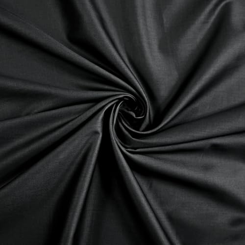 Baumwollsatin Premium Meterware | 100% Baumwolle | Seidig glänzend, weich & atmungsaktiv | 130 g/m², 220 cm | Bettwäsche, Kleidung & Deko (Schwarz (Black)) von TEXTREND