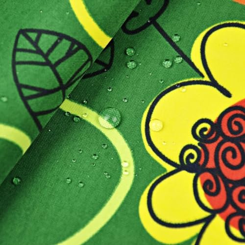 Textrend - wasserdichter Stoff als Meterware - Polyester Stoff in vielen Farben - Textilien 1x1.50m - Stoffe Meterware (Blumen auf grünem Hintergrund) von TEXTREND