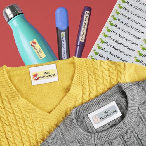 100 personalisierte Klebeetiketten für Bleistifte und Kugelschreiber. Schulaufkleber mit Namen für Kinder. Wasserfeste Aufkleber für Schule und Kindergarten Kita Maße 50x7mm von TF Skins