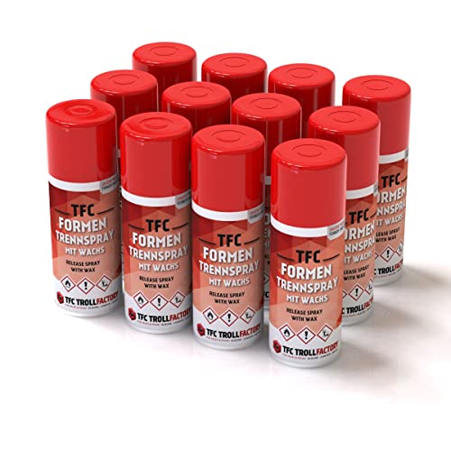 TFC Formen Trennspray mit Wachs - Silikonfreies Antihaft Trennmittel für Epoxidharz & Resin Giessharze - Einfache Anwendung - Optimaler Schutz - FCKW-Frei | 12 x 400ml von TFC Troll Factory