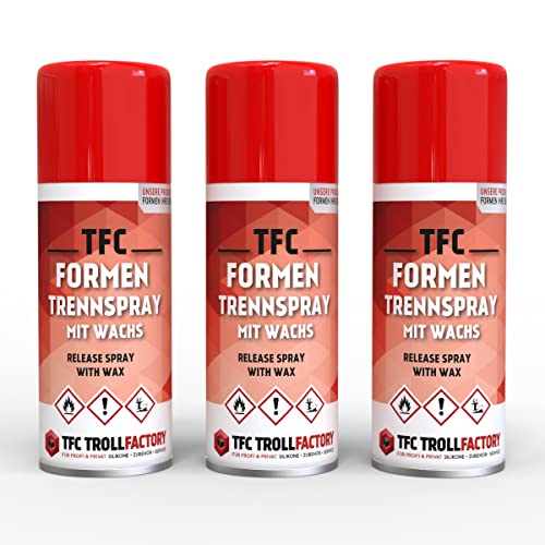 TFC Formen Trennspray mit Wachs - Silikonfreies Antihaft Trennmittel für Epoxidharz & Resin Giessharze - Einfache Anwendung - Optimaler Schutz - FCKW-Frei | 3 x 400ml von TFC Troll Factory