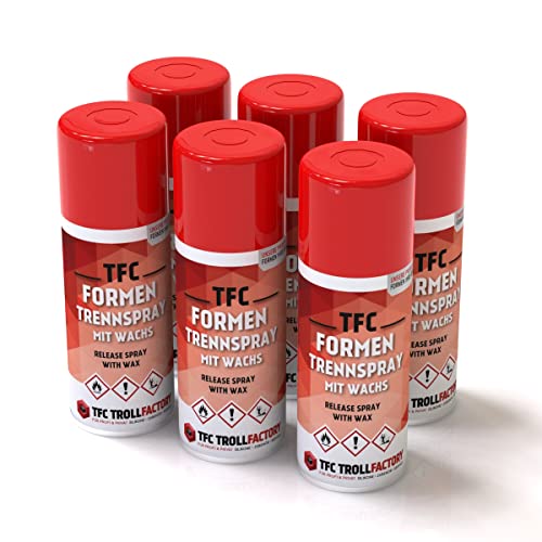 TFC Formen Trennspray mit Wachs - Silikonfreies Antihaft Trennmittel für Epoxidharz & Resin Giessharze - Einfache Anwendung - Optimaler Schutz - FCKW-Frei | 6 x 400ml von TFC Troll Factory