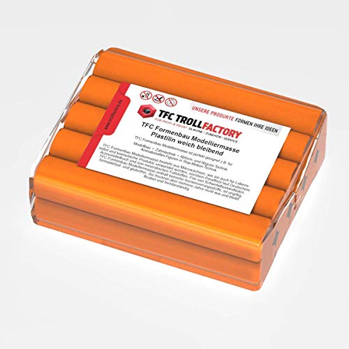 TFC Formenbau Modelliermasse orange Plastilin weich bleibend schwefelfrei - Größe: 10kg (10x1000g) von TFC Troll Factory