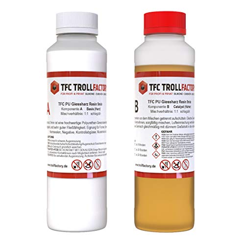 TFC PU Giessharz Resin 9 Min. I Zweikomponenten-Giessmasse, beige I dünnflüssig, 1 kg (2 x 500 g) von TFC Troll Factory
