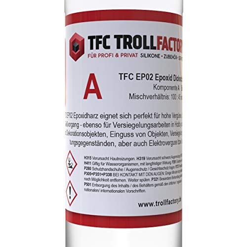 TFC Troll Factory EP02 Epoxidharz mit Härter I 1,5kg Set (1000g+5000g) I 100 mm in einem Guss I Set A und B I Dickschicht Vergussharz von TFC Troll Factory