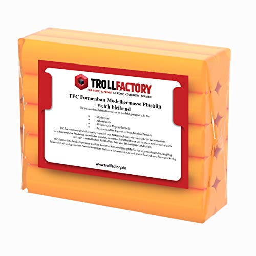 TFC Troll Factory Modelliermasse I Formenbau Plastilin I weich bleibend, orange I 10 x 250 g von TFC Troll Factory