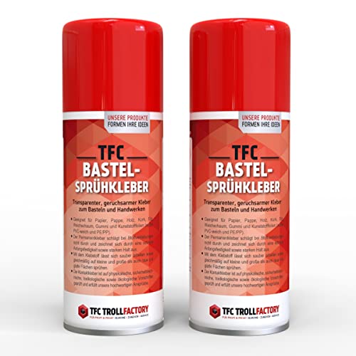 Troll Factory Bastel Sprühkleber zum Basteln und Handwerken, universale, saubere Anwendung auf vielseitigen Oberflächen (2) von TFC Troll Factory