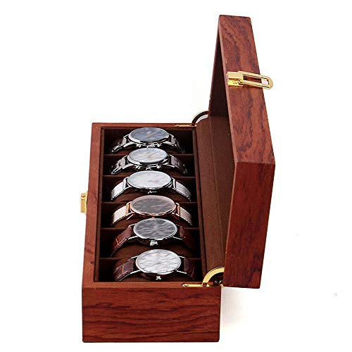 TFCFL 6/10/12 Uhrenbox Gitter aus Holz und Samtstoff Vintage Uhrenschatulle Uhrenbox Display Organizer Schmucketui Geschenke Uhrenschachtel (6 Zellen) von TFCFL