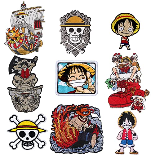 One Piece lron on Patches, Morale Velcro Patches for Clothing Jeans Jackets Backpack Repair, Aesthetic Luffy Iron on Decals Embroidery Cloth(1 Set) von TFFMGG