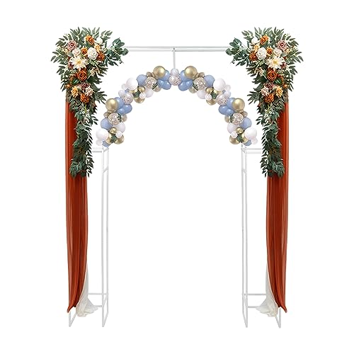 TFIANYNI 1.8x2.4M Hochzeitsbogen Hintergrund Ständer Hochzeit, Kohlenstoffstahl Ballonbogen Mit Flügelmutter, Tragfähigkeit 20kg, Bequeme Lagerung Und Transport (Weiß) von TFIANYNI