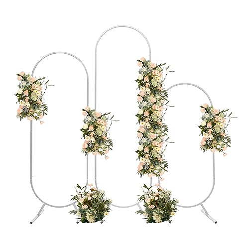 TFIANYNI 3-Teiliges Set Ovale Ballonbogen Mit Schmetterlingsschrauben, Deko Metallbogen Hochzeit, Kohlenstoffstahl, Hochzeitsbogen Hintergrund Ständer Für Geburtstagsfeier, Garten (Weiß) von TFIANYNI