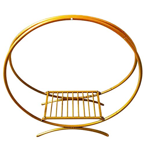 TFIANYNI 60/77/80Cm Wedding Arch Frame Round Iron, Balloon Arch Frame With Foot Round Background Stand, Indoor/Outdoor, For Wedding Decorations Party, Easy Assembly Disassembly (Typ A: Gold 60cm) von TFIANYNI
