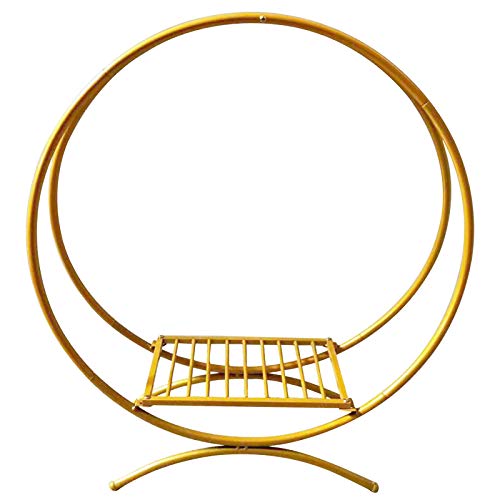 TFIANYNI 60/77/80Cm Wedding Arch Frame Round Iron, Balloon Arch Frame With Foot Round Background Stand, Indoor/Outdoor, For Wedding Decorations Party, Easy Assembly Disassembly (Typ B: Gold 80cm) von TFIANYNI