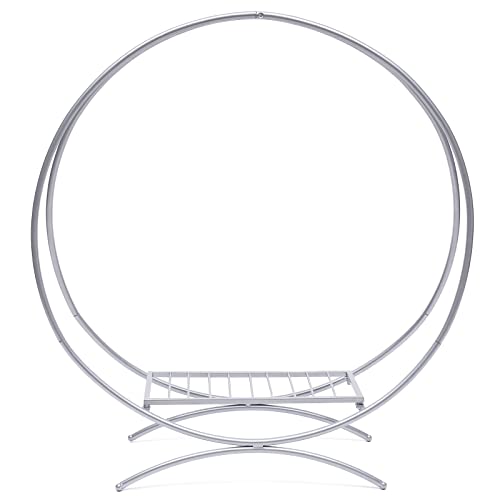 TFIANYNI 60/77/80Cm Wedding Arch Frame Round Iron, Balloon Arch Frame With Foot Round Background Stand, Indoor/Outdoor, For Wedding Decorations Party, Easy Assembly Disassembly (Typ C: Silber 77cm) von TFIANYNI