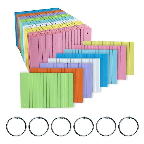 Karteikarten mit Ringen, 10,2 x 15,2 cm, 8 Farben, 600 Stück Karteikarten mit Ringen, 10,2 x 15,2 cm, 8 Farben, 600 Stück von TFLFL