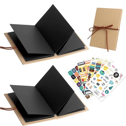 2 Stück 5 Inch Kleines Fotoalbum, Leporello Fotoalbum Klein Scrapbook Fotobuch zum Selbstgestalten mit 4 Aufkleber für Geburtstagsgeschenk Abschluss Geschenk (34 Seiten) von TFLPUO