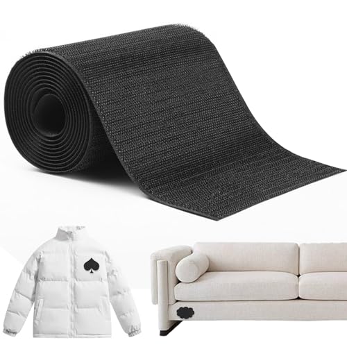 TFLPUO Stoffklebeband, 10cm × 160cm Textilklebeband Flicken Selbstklebend Wasserdichter Stoff Gewebeband Stoffflicken Reparatur Schwarz für Autositze Zelte Bürostuhl von TFLPUO