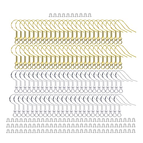 100 Stück Ohrring Haken,Hypoallergene Ohrhaken mit mit Kugel und Spule,925 Sterling Silber Ohrringhaken Versilberter Für DIY Ohrhänger Schmuckherstellung 2 Farben von TFSYLISA