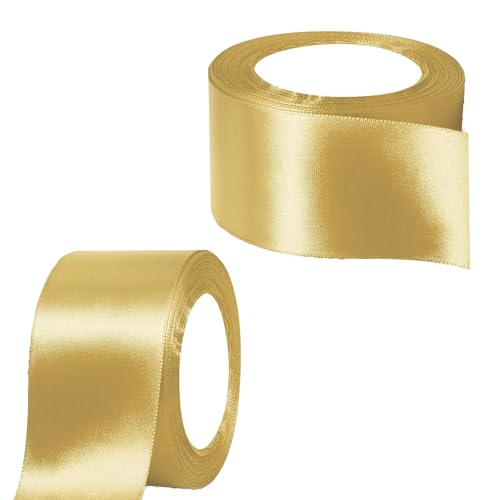 2 Rollen Satinband 50mm x 22m Geschenkband Breit Dick Schleifenband Satinbänder Dekoband für Hochzeit, Taufe und Geburtstag Geschenke, Goldene 2 Rollen Satinband 50mm x 22m Geschenkband Breit Dick Schleifenband Satinbänder Dekoband für Hochzeit, Taufe und Geburtstag Geschenke, Goldene von TFSYLISA
