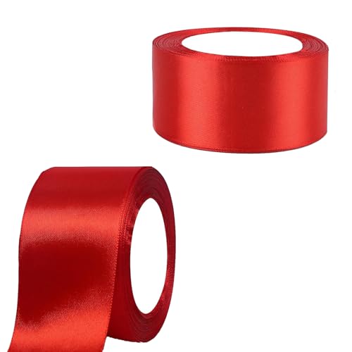 2 Rollen Satinband 50mm x 22m Geschenkband Breit Dick Schleifenband Satinbänder Dekoband für Hochzeit, Taufe und Geburtstag Geschenke, Rot 2 Rollen Satinband 50mm x 22m Geschenkband Breit Dick Schleifenband Satinbänder Dekoband für Hochzeit, Taufe und Geburtstag Geschenke, Rot von TFSYLISA