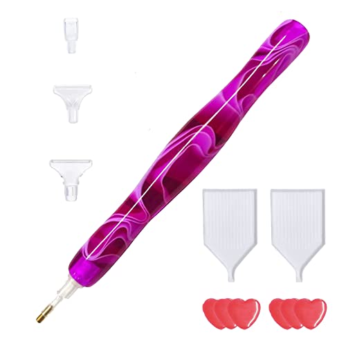 TFSYLISA Kunstharz-Diamant-Malstift,Diamantmalerei Stift mit 3 Stiftköpfe,5D Diamant Strass Picker Mit 3 Stiftköpfe,Diamond Painting Zubehör und Werkzeuge (Violett) von TFSYLISA