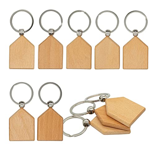 Blanko-Schlüsselanhänger aus Holz mit Gravur, 20 Stück (Hausform) von TFoRibbon
