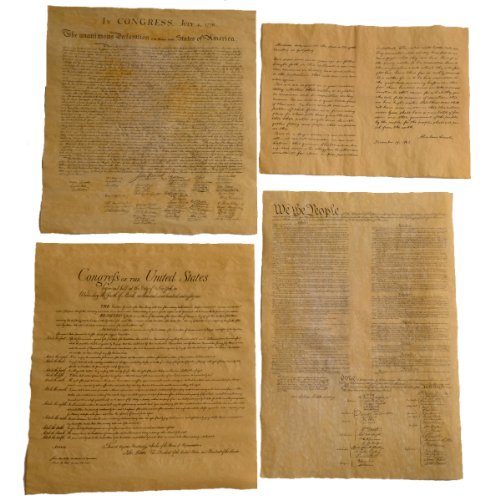 Treasure Gurus 4 antikes gefärbtes Pergamentpapier, historische Dokumente, Unabhängigkeitserklärung, Rechnung der Rechte, US-Verfassung, Gettysburg-Adresse Treasure Gurus 4 antikes gefärbtes Pergamentpapier, historische Dokumente, Unabhängigkeitserklärung, Rechnung der Rechte, US-Verfassung, Gettysburg-Adresse von TG,LLC